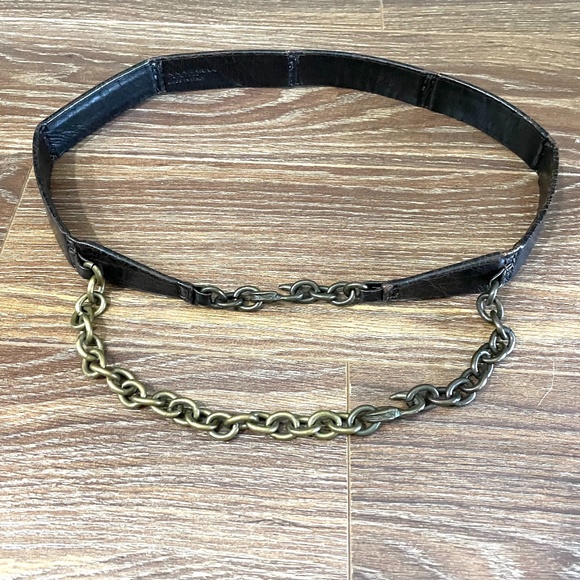 Donna Karan Leather and Chain Belt BoHo Ren Fair Vintage 1990s